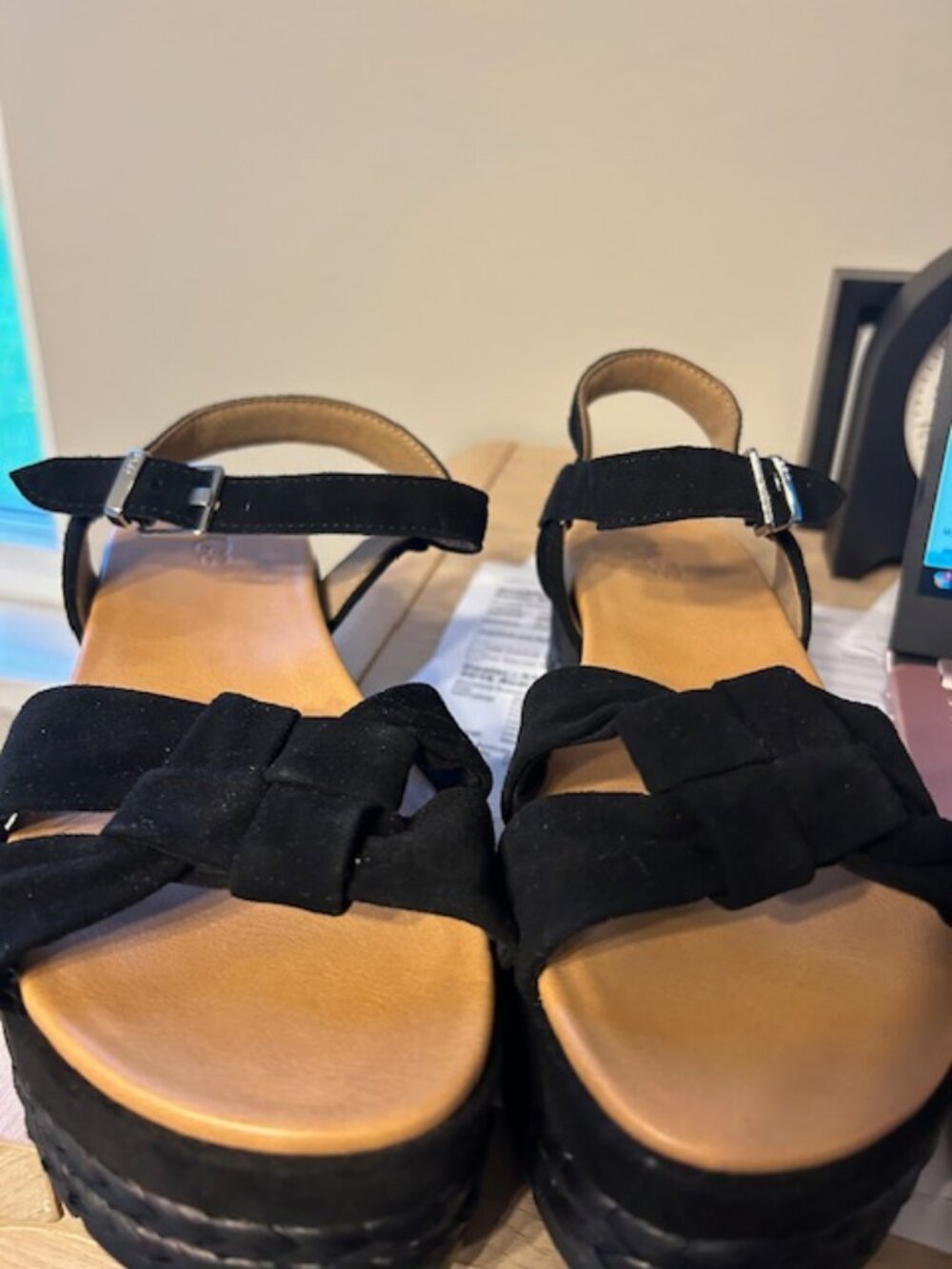 UGG Black Velvet Platform Sandal